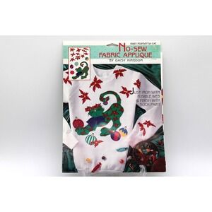 VTG Daisy Kingdom No-Sew Fabric Applique Poinsettia Cat #6983 Christmas NEW 90s
